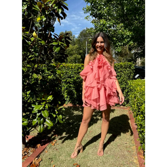 Aje Pandorea Layered Mini Dress Washed Coral Size US 6 - Picture 11 of 13